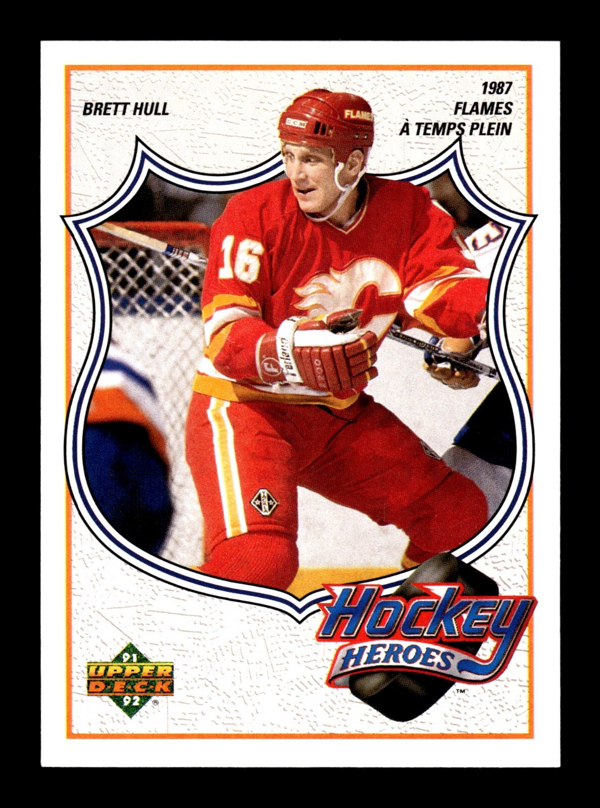 5-01-04 PWE . 1991-92 ud upper deck hockey heroes brett hull #5 french (A)