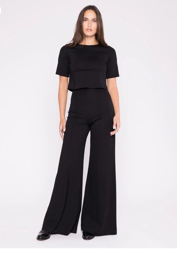 RIPLEY RADER BLACK PONTE KNIT WIDE LEG PANT