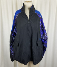 Vintage 90s Reebok Mesh Lined Hip Hop Track Windbreaker Jacket Women L Loud Busy