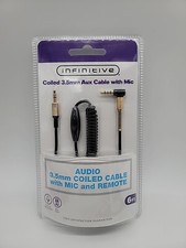 Infinitive Coiled 3.5 mm Aux Cable with Mic and Remote New 6ft. Sealed A8