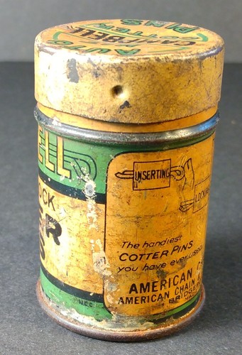 vintage CAMPBELL Tin - filled w/ Auto Hammerlock Pins - Bridgeport Conn - Picture 3 of 6