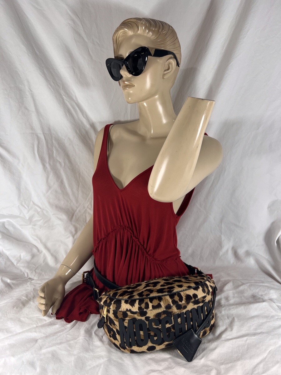 MOSCHINO Authentic Black Multi Calf Hair Men's Belt Bag Funny Pack MOSCHINO Authentic Black Multi Calf Hair Men's Belt Bag Funny Pack