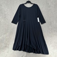 NWT Soft Surroundings Dress Womens 2X Black Asymmetrical Hi-Low 3/4 Sleeve Cyane