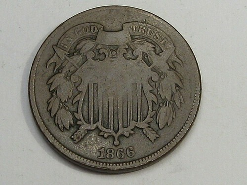 1866 2¢ Cent Piece. #28 - Picture 1 of 6