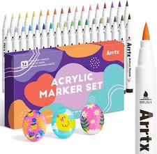 Arrtx 36 Colors Acrylic Marker for Rock Painting, Extra Brush Tip Paint Markers