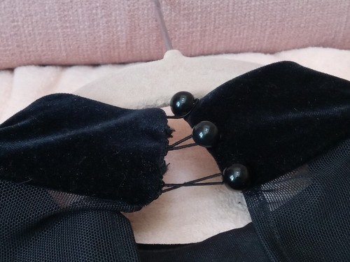 J.R.Nites Caliendo TOP VTG. Black Velvet Beaded Chiffon Long Sleeves - Picture 11 of 17