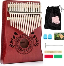 Kalimba 17 Key Thumb Piano, Portable Mahogany Mbira Finger Piano with Instructio