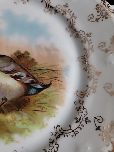 5 Antique Z.S. & Co., Zeh Scherzer & Co. Bavaria Germany MINGON 7.5" Bird Plates - Picture 11 of 13