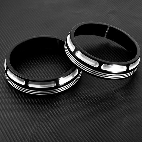 4.5" Auxiliary Fog Lamps Trim Ring & 7'' Burst Headlamp Fit For Harley Touring - Picture 5 of 9