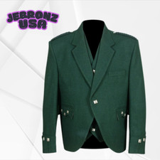 New Green Scottish Men s Argyle Kilt Jacket and Vest Scottish Wedding Dress