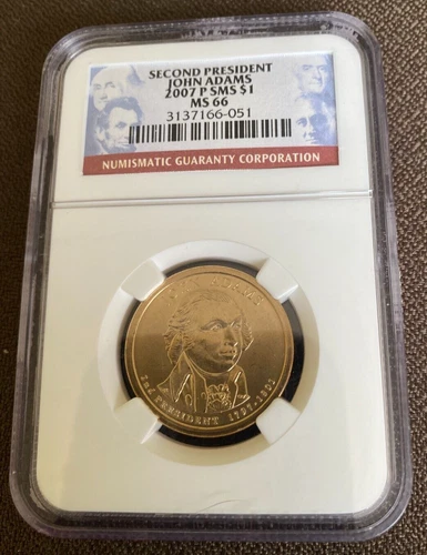 2nd President 2007 P JOHN ADAMS DOLLAR NGC MS66 SMS 3137166-051
