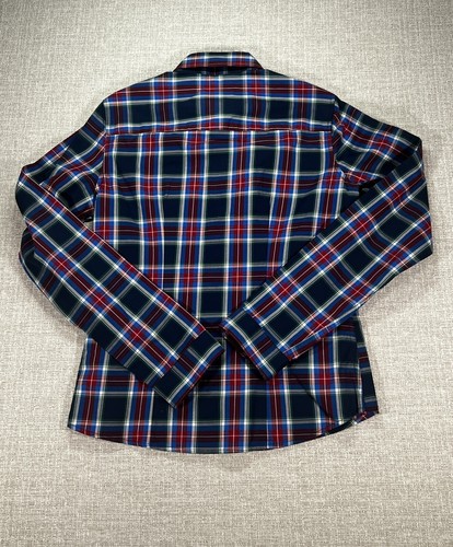 Abercrombie Fitch Shirt Kids Small Blue Red Plaid Button Up Collar Logo - Picture 10 of 10