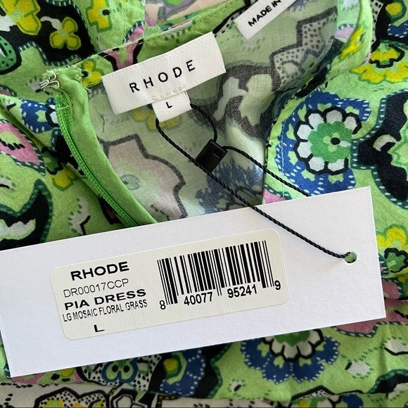 Rhode Women's Pia Dress, L / Large Mosaic Floral GRASS