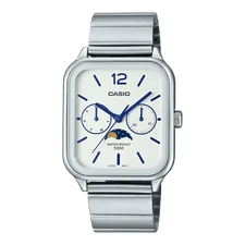Casio Standard Moon Phase White Dial Silver Tone Unisex Watch MTP-M305D-7A