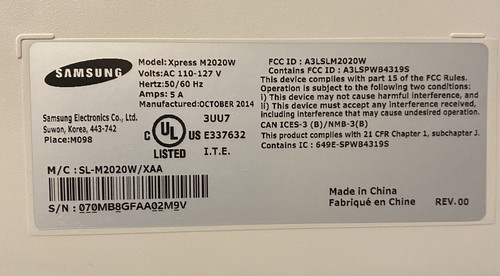 Samsung Xpress M2020W Wireless Printer Replacement Power Cord OEM **READ** - Picture 3 of 4