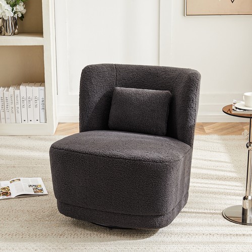 360° Swivel Accent Chair Modern Comfy Sofa Living Room Chair with Pillow - Picture 8 of 9
