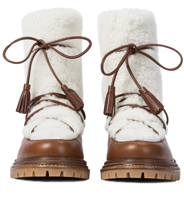 Aquazzura Very Gstaad Shearling Ankle Boots Bottines Mouton Bottes Chaussures 35