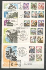 Envelope 1980 - REPUBLIC - CASTLES OF ITALY - 5 ENVELOPES FDC FILAGRANO TRAVELLED -