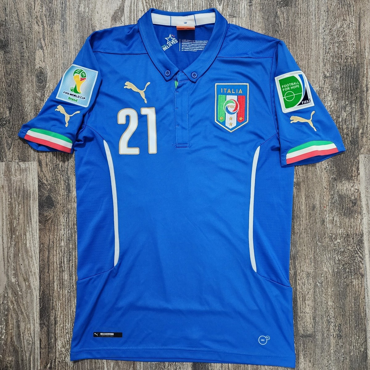 PUMA イタリア代表 サッカーウェア 21 ピルロ Pirlo 2016/17 Italy Authentic Home Jersey #21 Pirlo 2XL PUMA Long