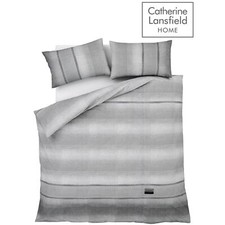 Image of Catherine Lansfield Denim Abstract Stripe Distressed Soft Modern Duvet Cover Set
