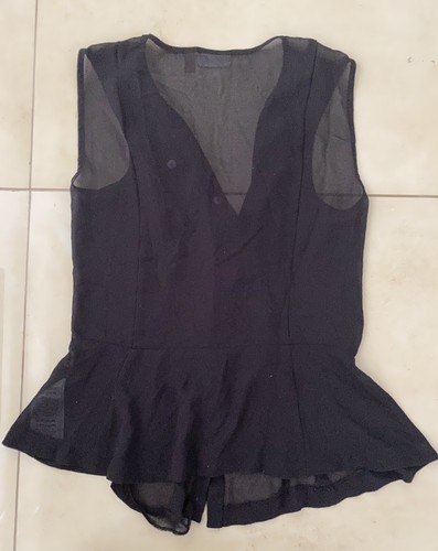 Women’s DKNYC Black Sheer Tank Top Blouse Size 2 - Picture 2 of 7