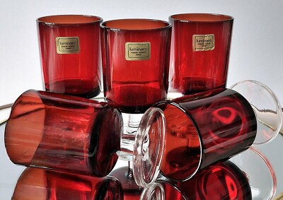 Vintage Luminarc Rubin Rotweingläser Set 5 Verrerie dArques France Retro Glas