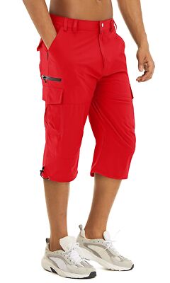 Mens 3/4 Capri Shorts Below Knee Quick Dry Cargo Work Casual Sports Hiking Pants