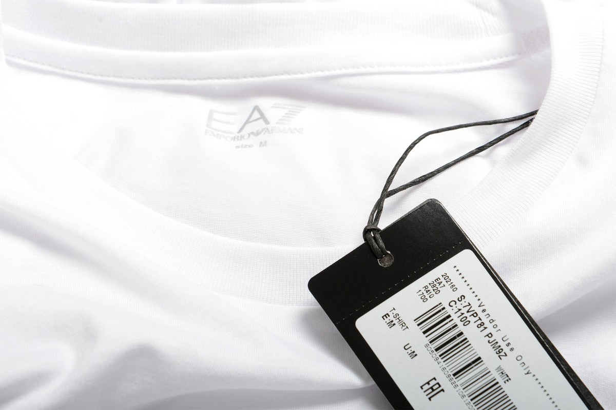 Emporio Armani EA7 Men's White Short Sleeve Logo Print