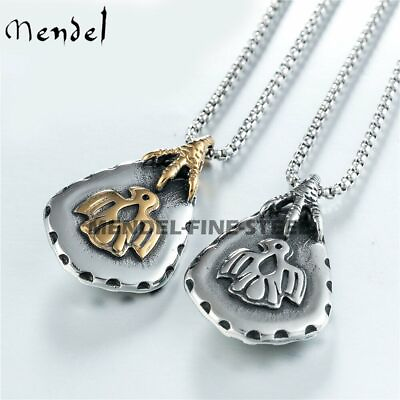 #ad MENDEL Mens Ethnic Tribal turquoise Stainless Steel Eagle Bird Pendant Necklace $13.99