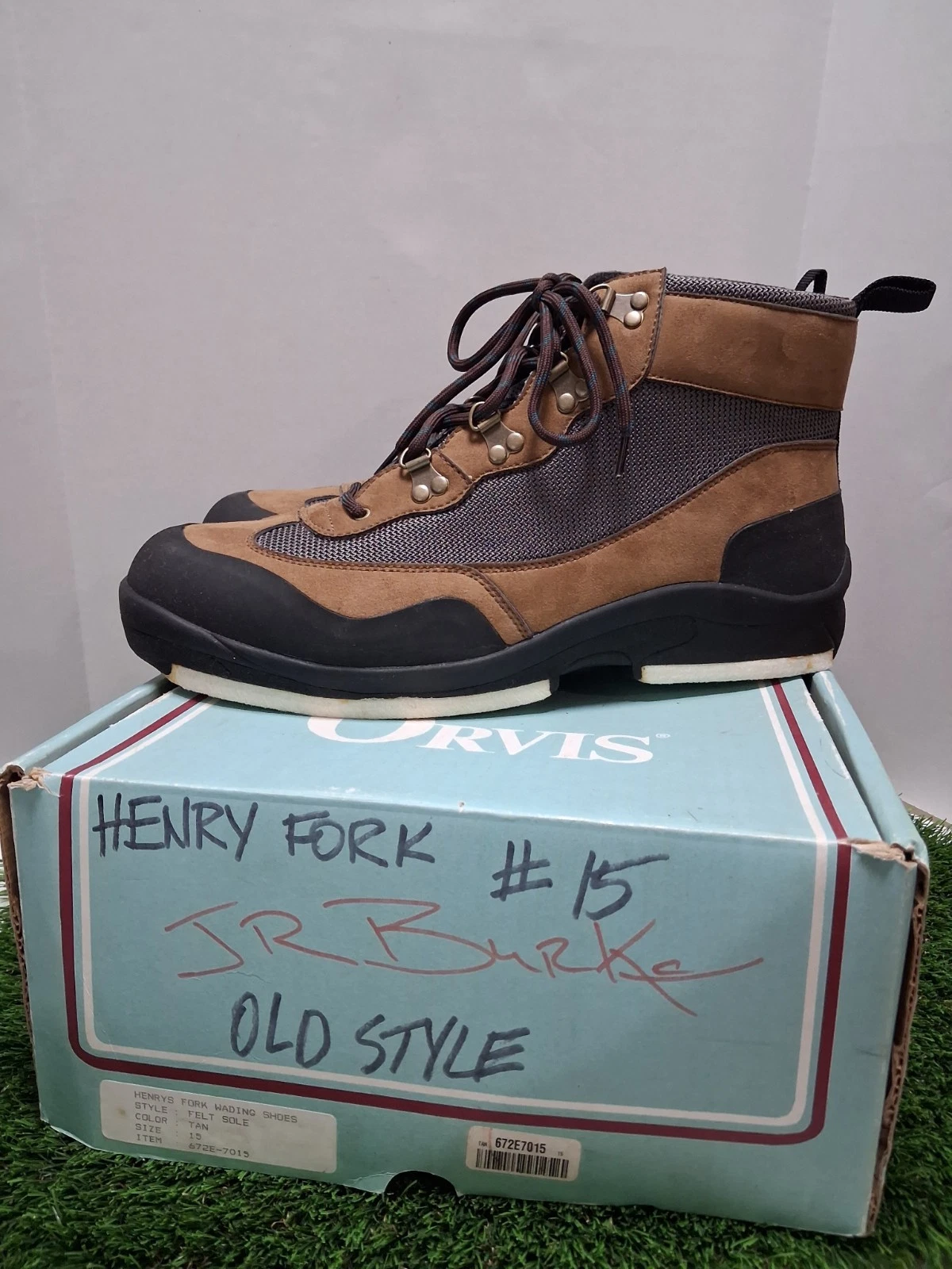 ORVIS Fly Fishing Felt Sole Boots Sz 15 Wading Shoes Henry's Fork Brown Leather