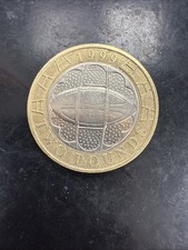 1999 Rugby World Cup £2 Two Pound Coin - EXTREMELY Rare Mint Error Defect "999"
