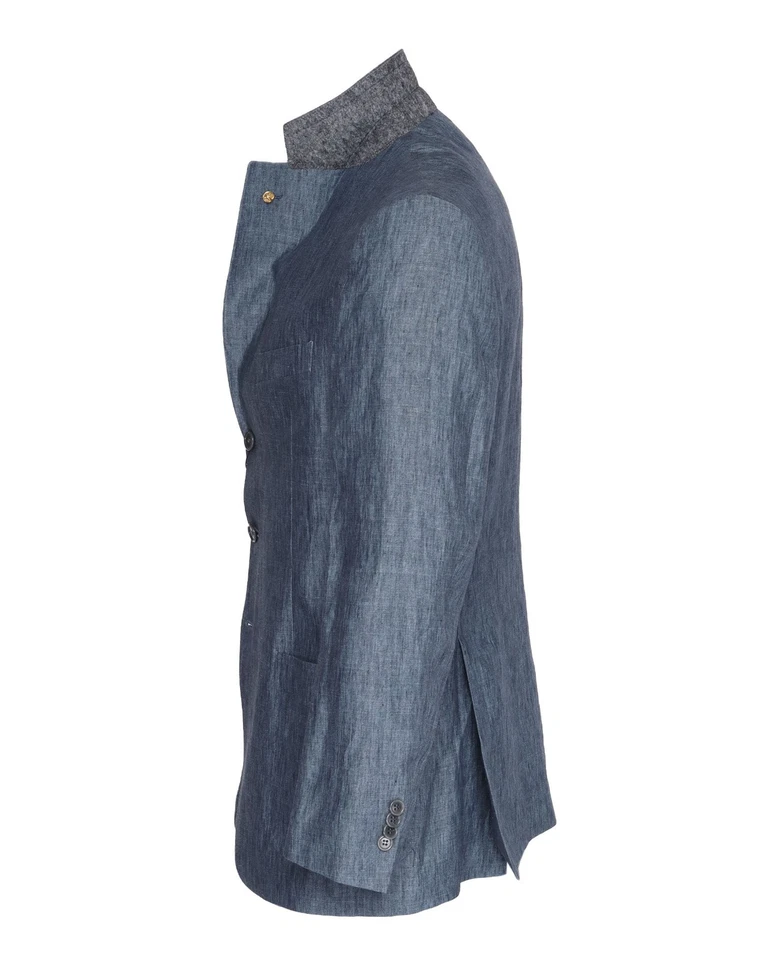 NWT ISAIA NAPOLI SPORT COAT blazer blue Ormezzano pure linen luxury Italy 46 - Image 2 of 4