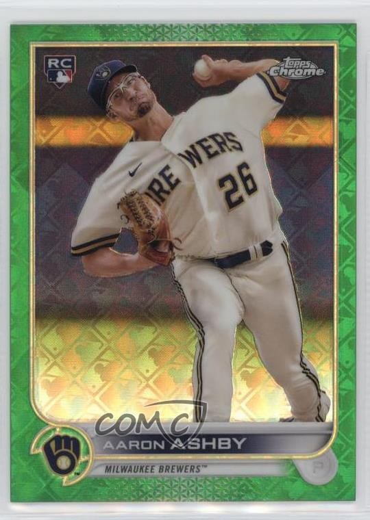 2022 Topps Chrome Logofractor Edition Green Refractor 48/99 Aaron Ashby #91 08k5