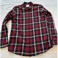 Tilley Plaid Prince of Wales check flannel medium cotton winter preppy black red