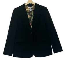 Cabi Jacket Blazer Size 14 Black Pockets Lined Button Classic Preppy Academia