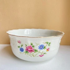 Andrea by Sadek Spring Night serving bowl dish floral gold trim fine china Japan