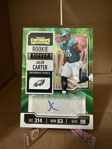 Jalen Carter 2023 Contenders Rookie Ticket Green Sunburst Auto #114