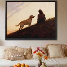 Labrador Framed Oil Painting Canvas Print Dog Artwork Living Room Decor Art
