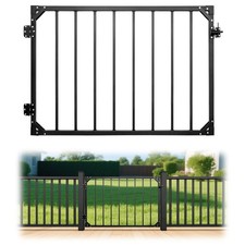 48 32.5in Heavy Duty Adjustable Outdoor Metal Deck Gate with Hinges  Latch