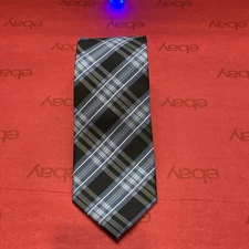 Bergamo New York Men's Plaid Check Tie Blue / Black / White 58”