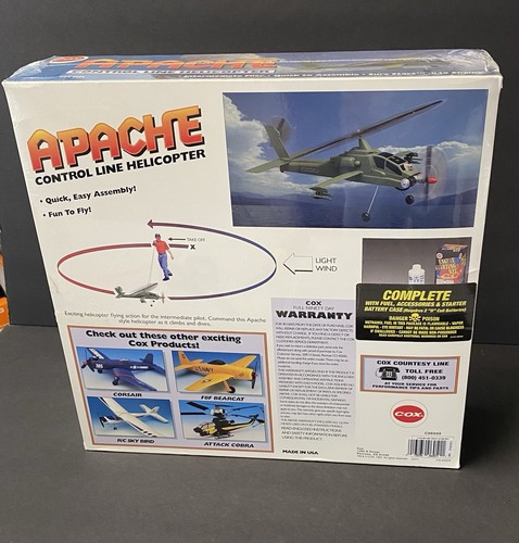 Cox NOS Apache Control Line Attack Helicopter .049 Engine NEW SEALED Box Vintage - Picture 2 of 12