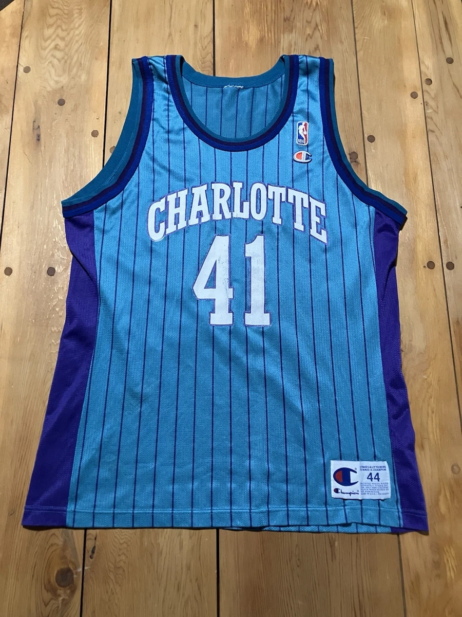 Maillot Charlotte Hornets Alonzo Mourning 1994 Violet Authentique Signé - Certificat Schwartz