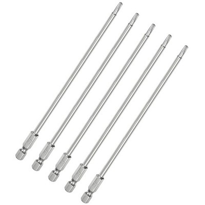 5pcs T15 Security Torx Bit 1/4'' Hex Shank 6'' Long Tamper Resistant