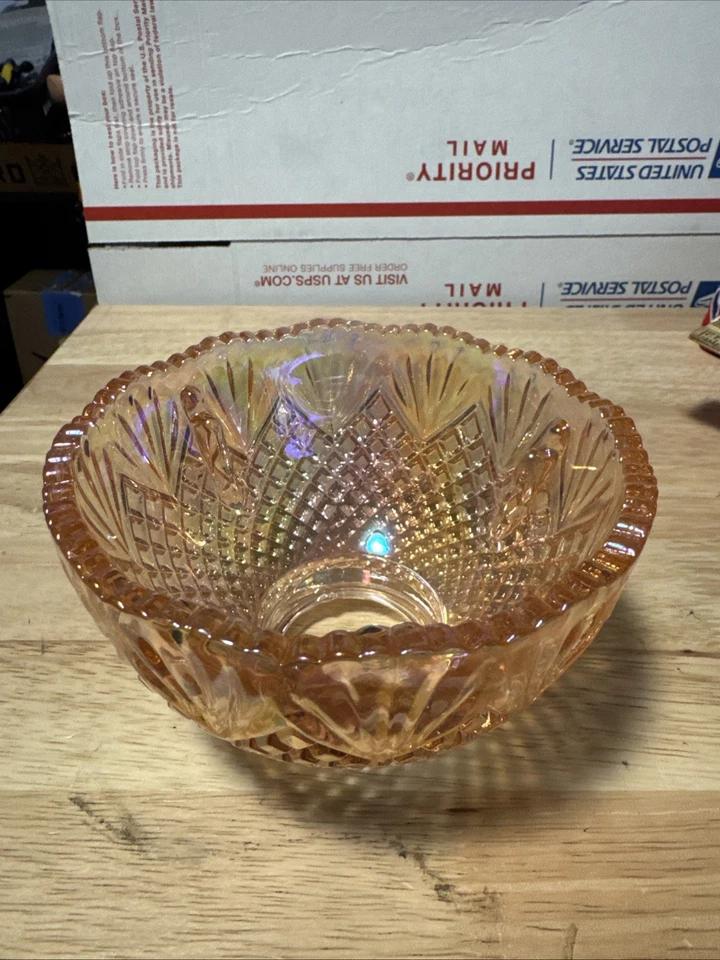 Rare Vtg Pink Iridescent Pineapple Fairy Lamp Shade Only  L E Smith 5” X 3.0 - Image 2 of 4