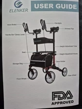 ELENKER Stand Up Folding Rollator Upright Walker - Red