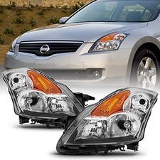 For 2007-2009 Nissan Altima 4-Door Sedan Chrome Housing Headlights Headlamps Rep