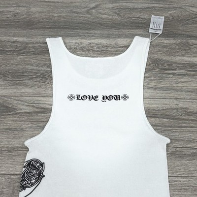 Size Large - Chrome Hearts Love You Rib Tank Top ' White Black