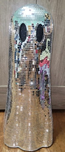 2025 Viral Halloween disco Ghost statue mirror effect Michaels Large Silver 3 ft