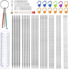 Viaky Knitting Needles Set 59 PCS, Stainless Steel Double Pointed 35Pcs Short