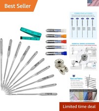 50 Pcs Universal Sewing Machine Needles 65/9, 75/11, 90/14, 100/16 and Heavy ...